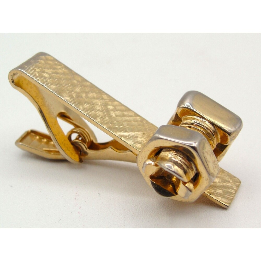 Vintage Burndy N4-10STR KS90 Gold Tone Nut Bolt Tie Clip Myers CO Wallingford
